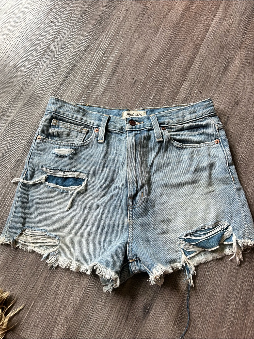 Madewell Light Blue Distressed Denim Cutoff Shorts